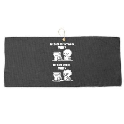 Funny Programmer Code Works Why Meme Tee Large Microfiber Waffle Golf Towel