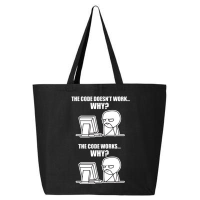 Funny Programmer Code Works Why Meme Tee 25L Jumbo Tote
