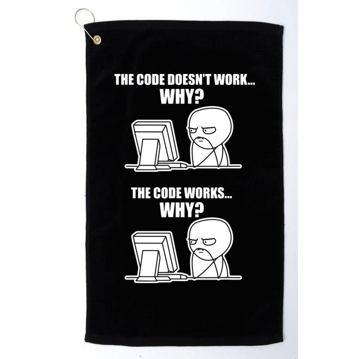 Funny Programmer Code Works Why Meme Tee Golf Towel
