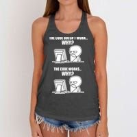 Funny Programmer Code Works Why Meme Tee Women's Knotted Racerback Tank
