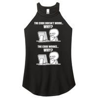 Funny Programmer Code Works Why Meme Tee Women's Perfect Tri Rocker Tank