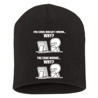 Funny Programmer Code Works Why Meme Tee Short Acrylic Beanie
