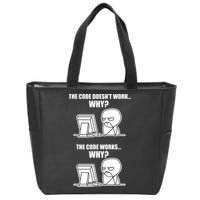 Funny Programmer Code Works Why Meme Tee Zip Tote Bag