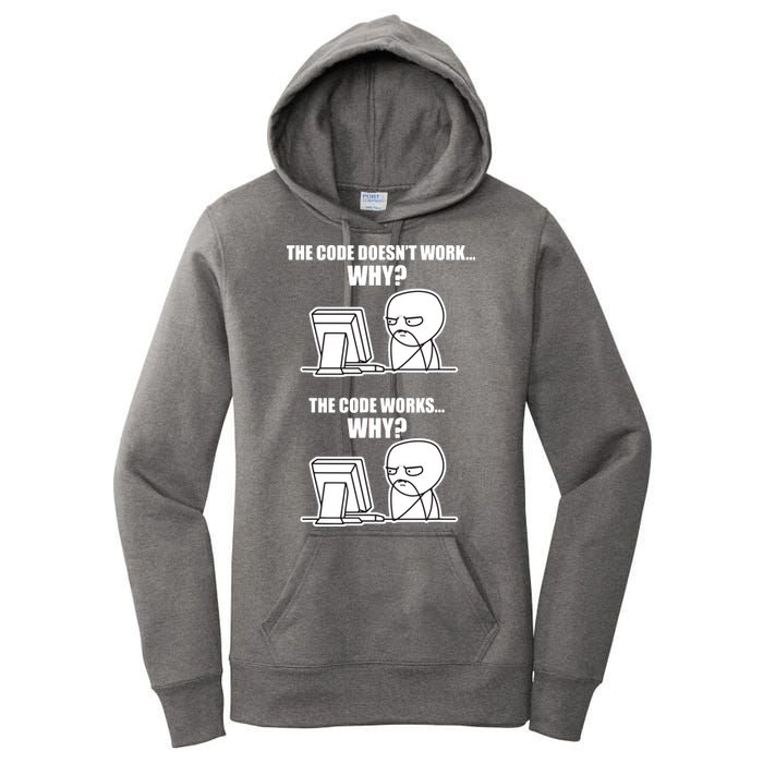 Funny Programmer Code Works Why Meme Tee Women's Pullover Hoodie