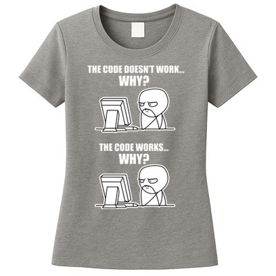 Funny Programmer Code Works Why Meme Tee Womens T-Shirt