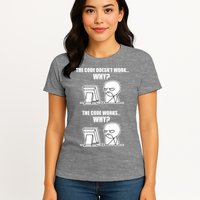Funny Programmer Code Works Why Meme Tee Womens T-Shirt
