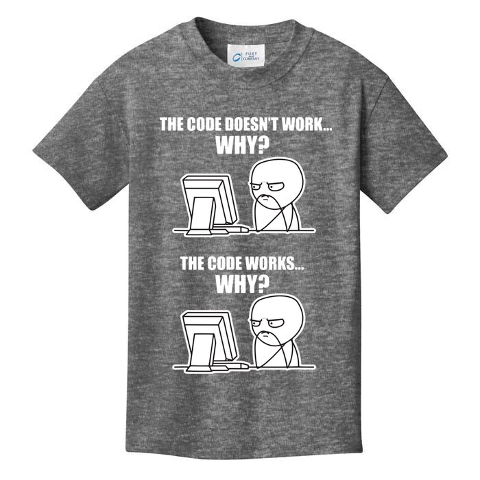 Funny Programmer Code Works Why Meme Tee Kids T-Shirt