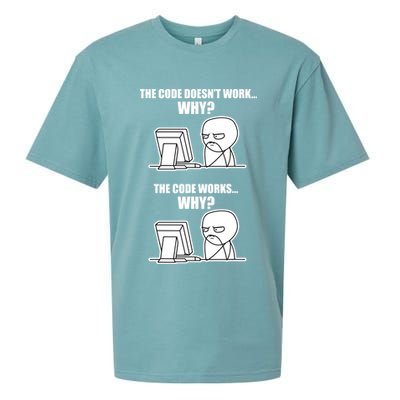 Funny Programmer Code Works Why Meme Tee Sueded Cloud Jersey T-Shirt