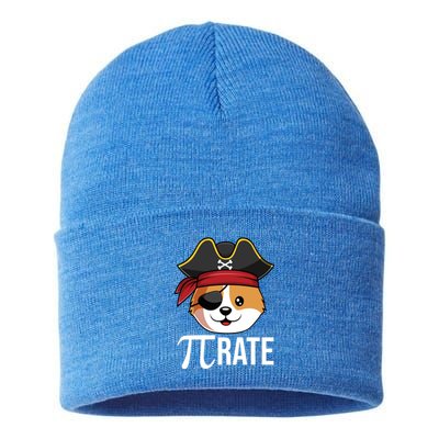 Funny Pigiftrate Corgi Dog Happy Pi Day 3 14 Math Pun Funny Gift Sustainable Knit Beanie