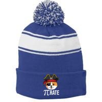 Funny Pigiftrate Corgi Dog Happy Pi Day 3 14 Math Pun Funny Gift Stripe Pom Pom Beanie