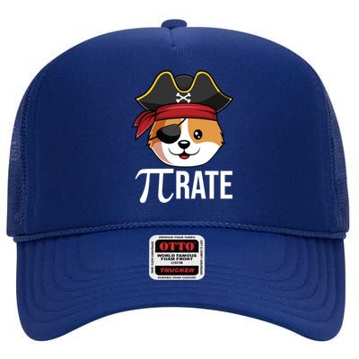 Funny Pigiftrate Corgi Dog Happy Pi Day 3 14 Math Pun Funny Gift High Crown Mesh Back Trucker Hat