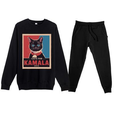 Funny Political Cats For Kamala Premium Crewneck Sweatsuit Set