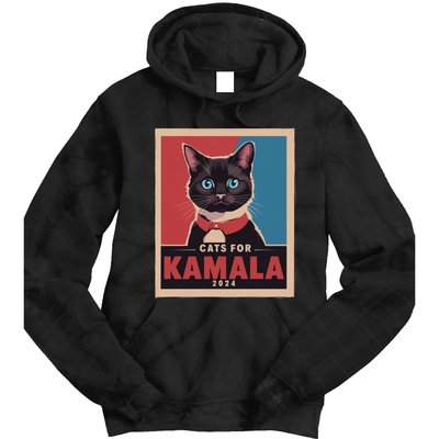 Funny Political Cats For Kamala Tie Dye Hoodie