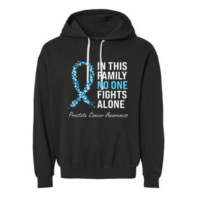 Family Prostate Cancer Awareness Light Blue Ribbon Survivor Garment-Dyed Fleece Hoodie