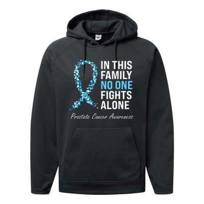 Family Prostate Cancer Awareness Light Blue Ribbon Survivor Performance Fleece Hoodie