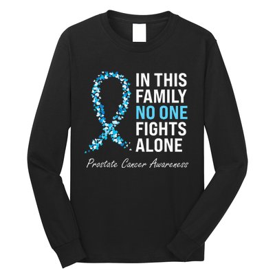 Family Prostate Cancer Awareness Light Blue Ribbon Survivor Long Sleeve Shirt