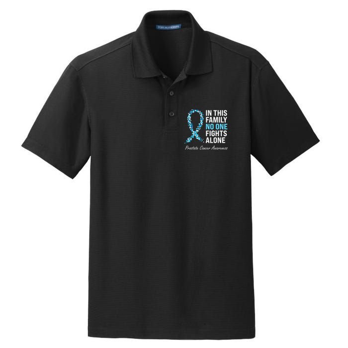 Family Prostate Cancer Awareness Light Blue Ribbon Survivor Dry Zone Grid Polo