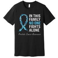 Family Prostate Cancer Awareness Light Blue Ribbon Survivor Premium T-Shirt