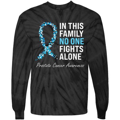 Family Prostate Cancer Awareness Light Blue Ribbon Survivor Tie-Dye Long Sleeve Shirt