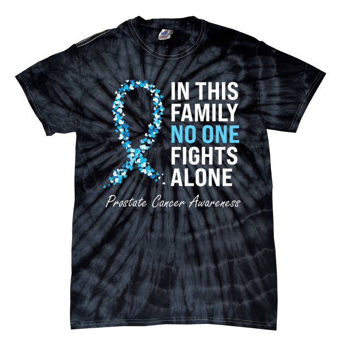 Family Prostate Cancer Awareness Light Blue Ribbon Survivor Tie-Dye T-Shirt