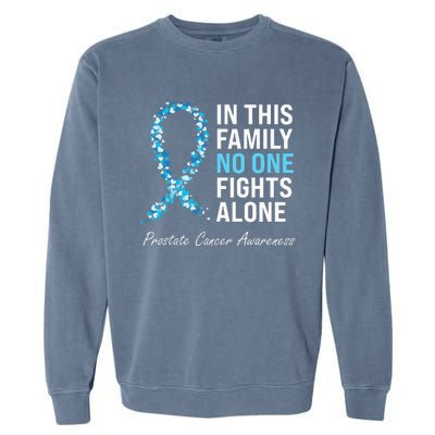 Family Prostate Cancer Awareness Light Blue Ribbon Survivor Garment-Dyed Sweatshirt