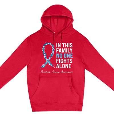 Family Prostate Cancer Awareness Light Blue Ribbon Survivor Premium Pullover Hoodie