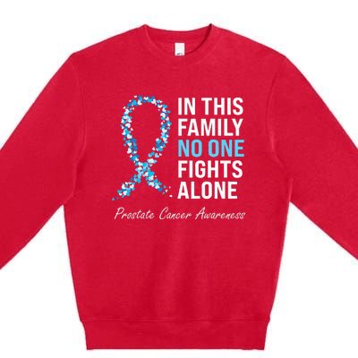 Family Prostate Cancer Awareness Light Blue Ribbon Survivor Premium Crewneck Sweatshirt