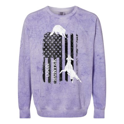 Funny Patriotic Coon Hunting Dogs American Flag Gift Colorblast Crewneck Sweatshirt