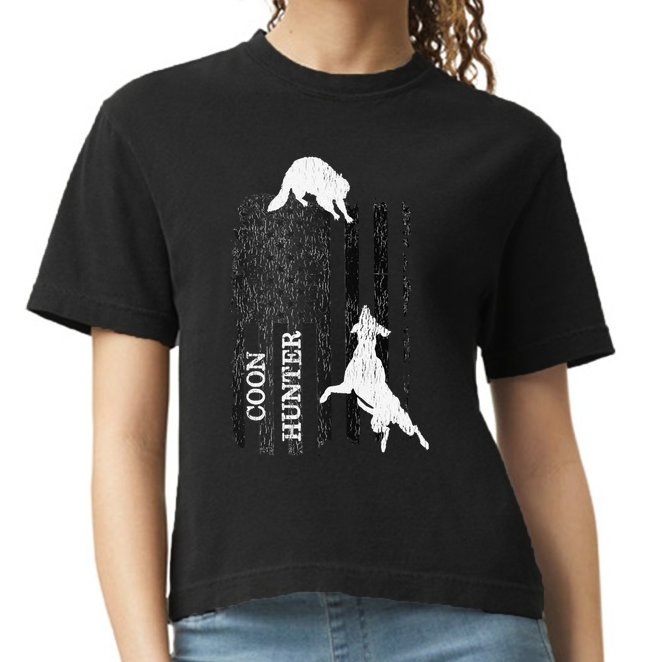 Funny Patriotic Coon Hunting Dogs American Flag Gift Comfort Colors Boxy T-Shirt