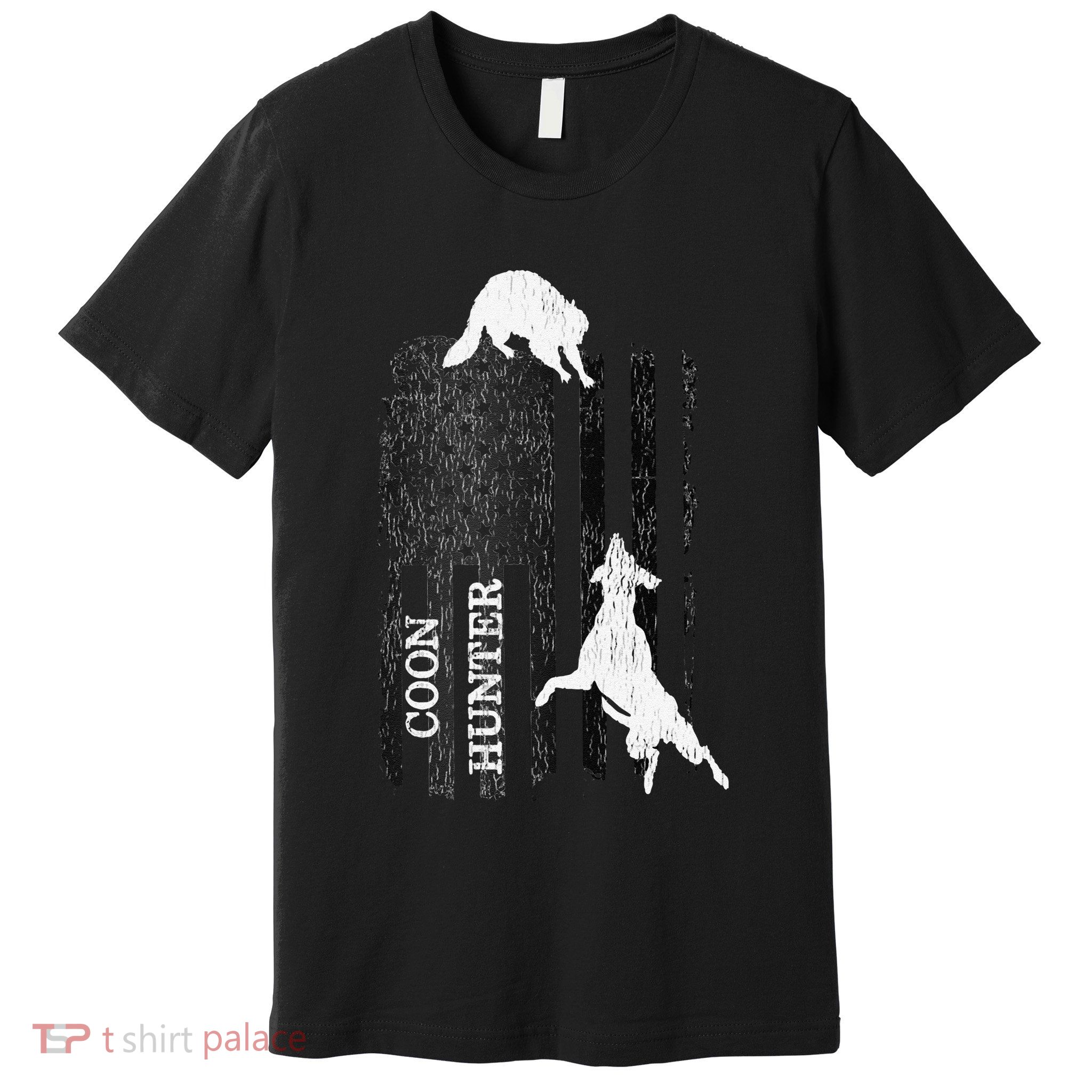 Funny Patriotic Coon Hunting Dogs American Flag Gift Premium T-Shirt