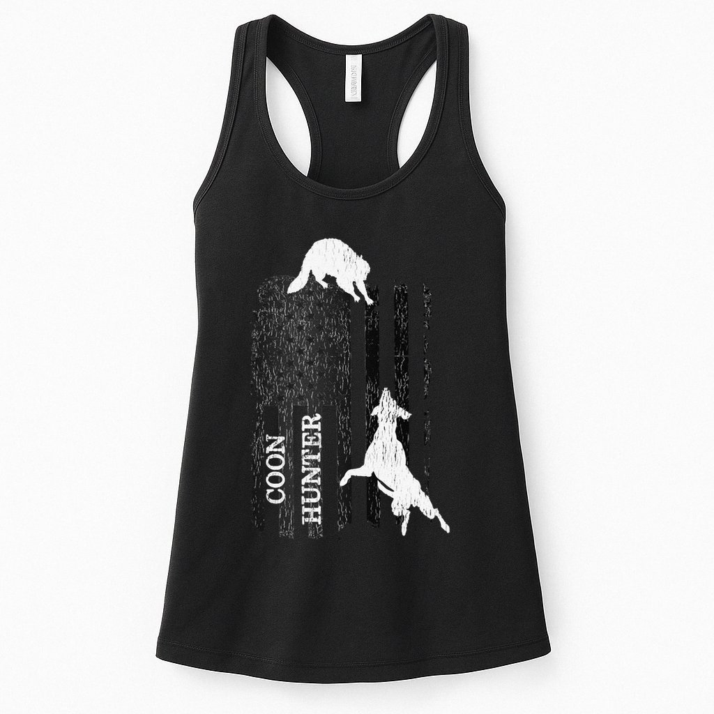 Funny Patriotic Coon Hunting Dogs American Flag Gift Womens Tank Top