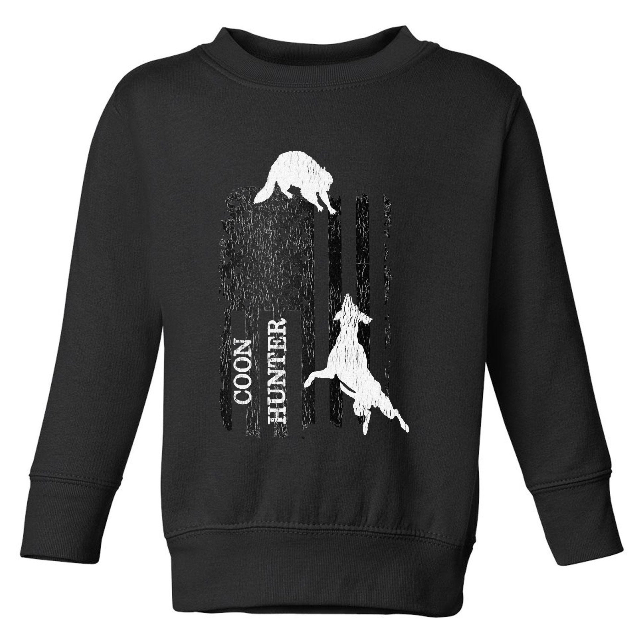 Funny Patriotic Coon Hunting Dogs American Flag Gift Toddler Sweatshirt