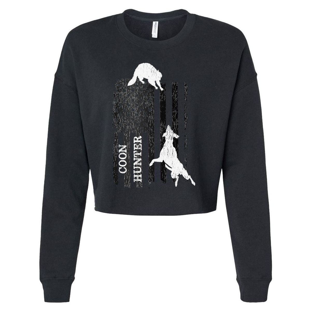 Funny Patriotic Coon Hunting Dogs American Flag Gift Cropped Pullover Crew