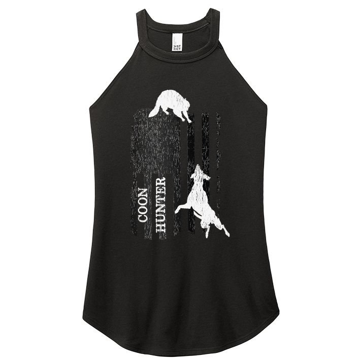 Funny Patriotic Coon Hunting Dogs American Flag Gift Women's Perfect Tri Rocker Tank