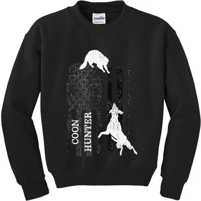 Funny Patriotic Coon Hunting Dogs American Flag Gift Kids Sweatshirt