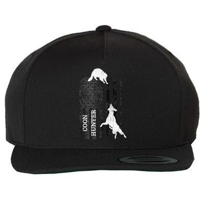 Funny Patriotic Coon Hunting Dogs American Flag Gift Wool Snapback Cap