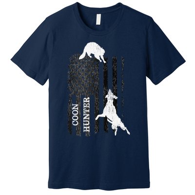 Funny Patriotic Coon Hunting Dogs American Flag Gift Premium T-Shirt