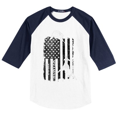 Funny Patriotic Coon Hunting Dogs American Flag Gift Baseball Sleeve Shirt