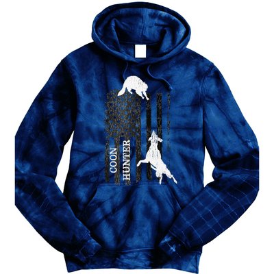 Funny Patriotic Coon Hunting Dogs American Flag Gift Tie Dye Hoodie