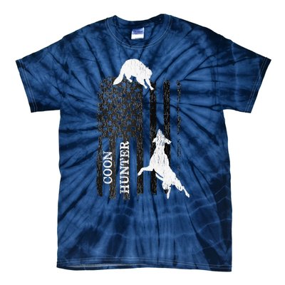 Funny Patriotic Coon Hunting Dogs American Flag Gift Tie-Dye T-Shirt