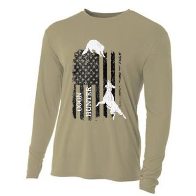 Funny Patriotic Coon Hunting Dogs American Flag Gift Cooling Performance Long Sleeve Crew