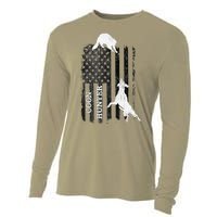 Funny Patriotic Coon Hunting Dogs American Flag Gift Cooling Performance Long Sleeve Crew