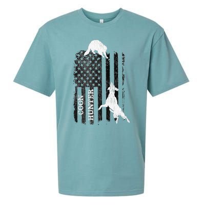 Funny Patriotic Coon Hunting Dogs American Flag Gift Sueded Cloud Jersey T-Shirt