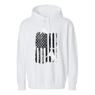 Funny Patriotic Coon Hunting Dogs American Flag Gift Garment-Dyed Fleece Hoodie