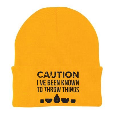 Funny Pottery Ceramics I've Been Known To Throw Things Knit Cap Winter Beanie