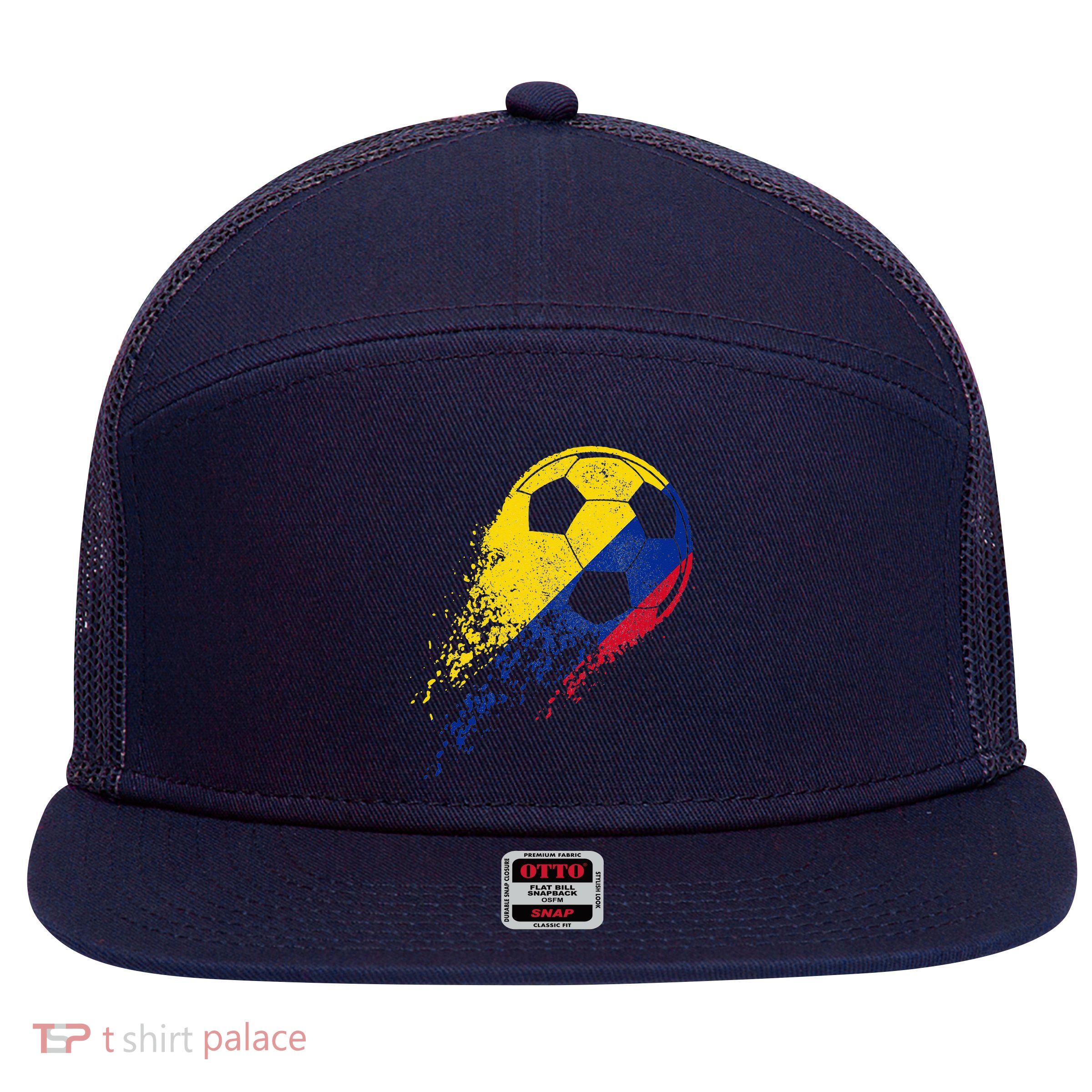 Flag Pride Colombia Soccer Colombian Player 7 Panel Mesh Trucker Snapback Hat