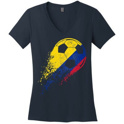 Flag Pride Colombia Soccer Colombian Player Women's V-Neck T-Shirt