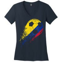 Flag Pride Colombia Soccer Colombian Player Women's V-Neck T-Shirt