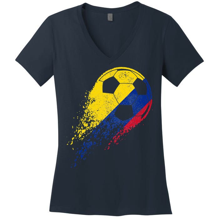 Flag Pride Colombia Soccer Colombian Player Women's V-Neck T-Shirt