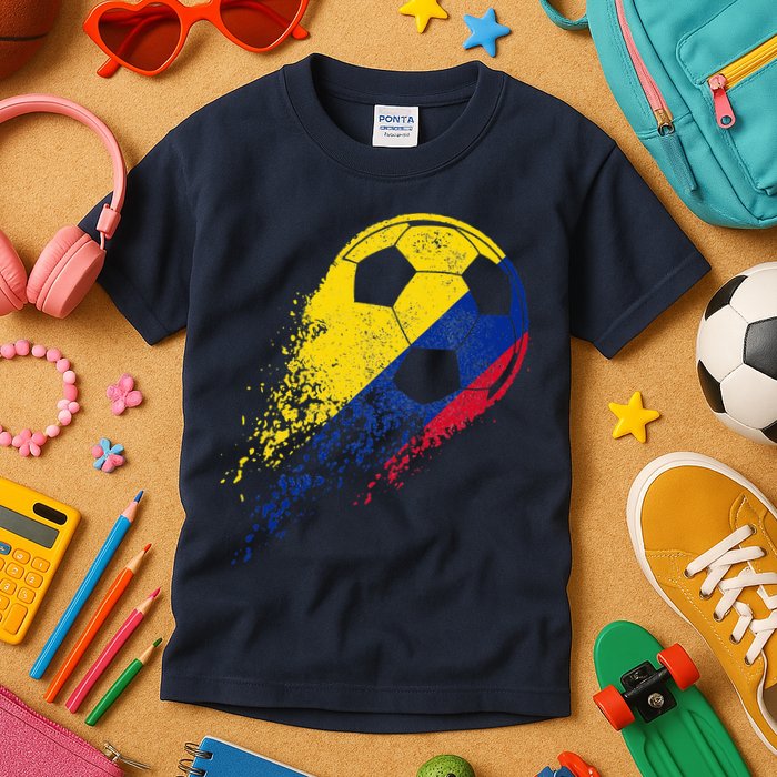 Flag Pride Colombia Soccer Colombian Player Kids T-Shirt